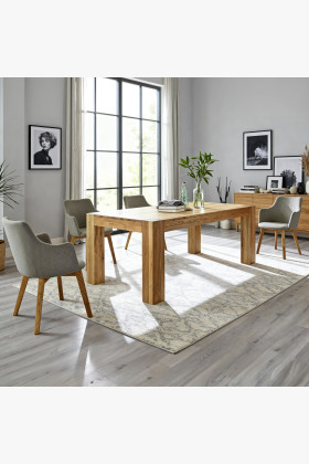 Esszimmer-Set Eiche massiv 220 cm mit 4 Polsterstühlen